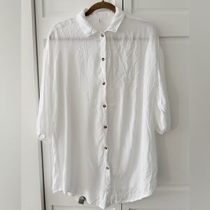 Joe Fresh White Beach Cover Up Shirt M Lightweight Viscose Relaxed Fit